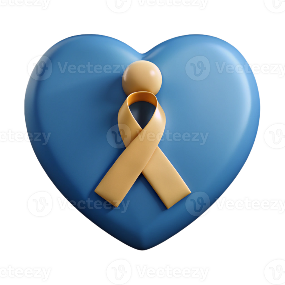 Blue Heart with Yellow Ribbon png