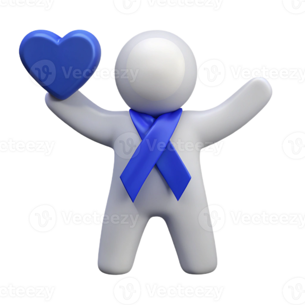 Supporting a Cause with a Blue Ribbon and Heart png