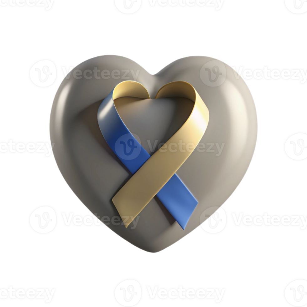 Heart with Blue and Gold Ribbon Symbol of Hope and Support png