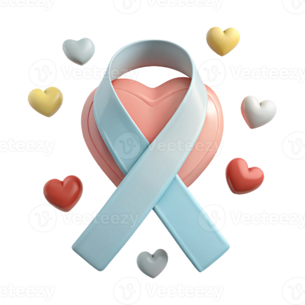 Heart with Ribbon and Surrounding Hearts png