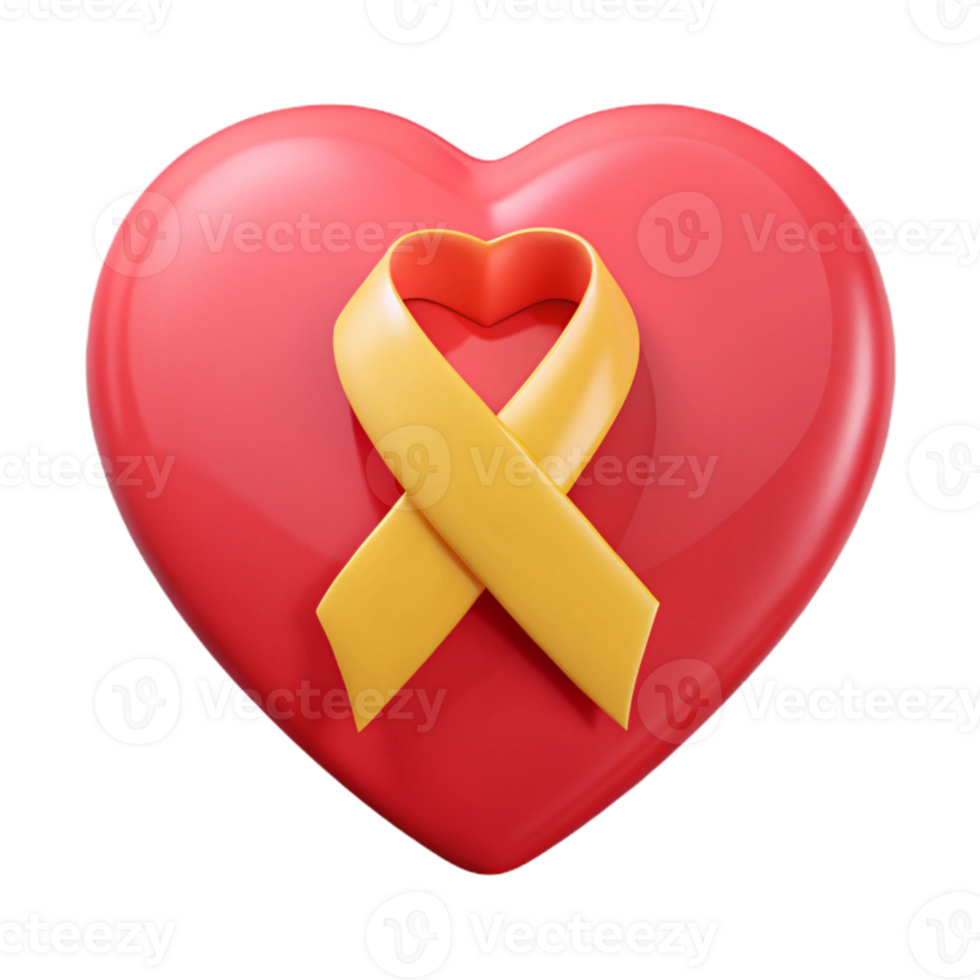 Red Heart with Yellow Ribbon A Symbol of Support png