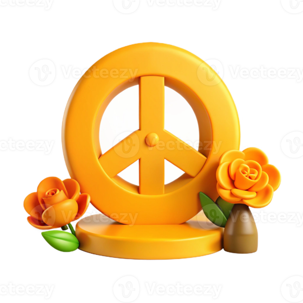 Peace Symbol with Flowers 3D Rendering png