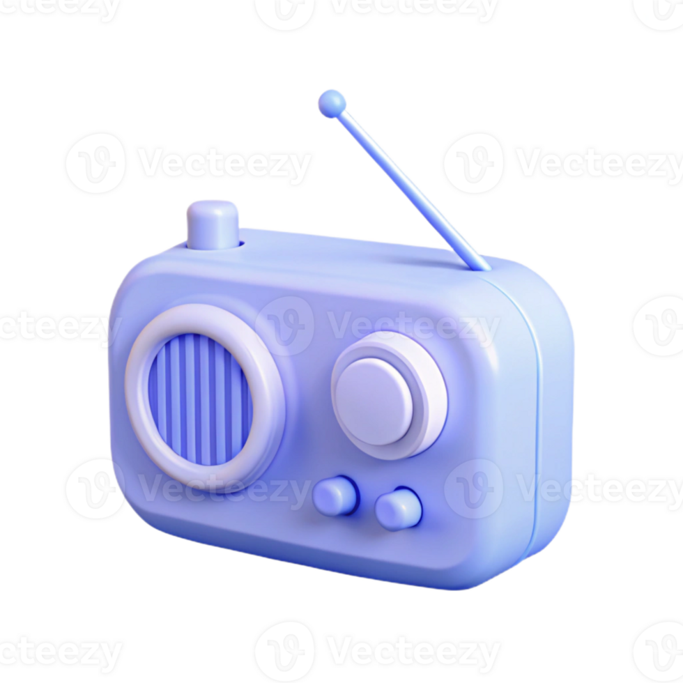 3D Render of a Retro Radio png