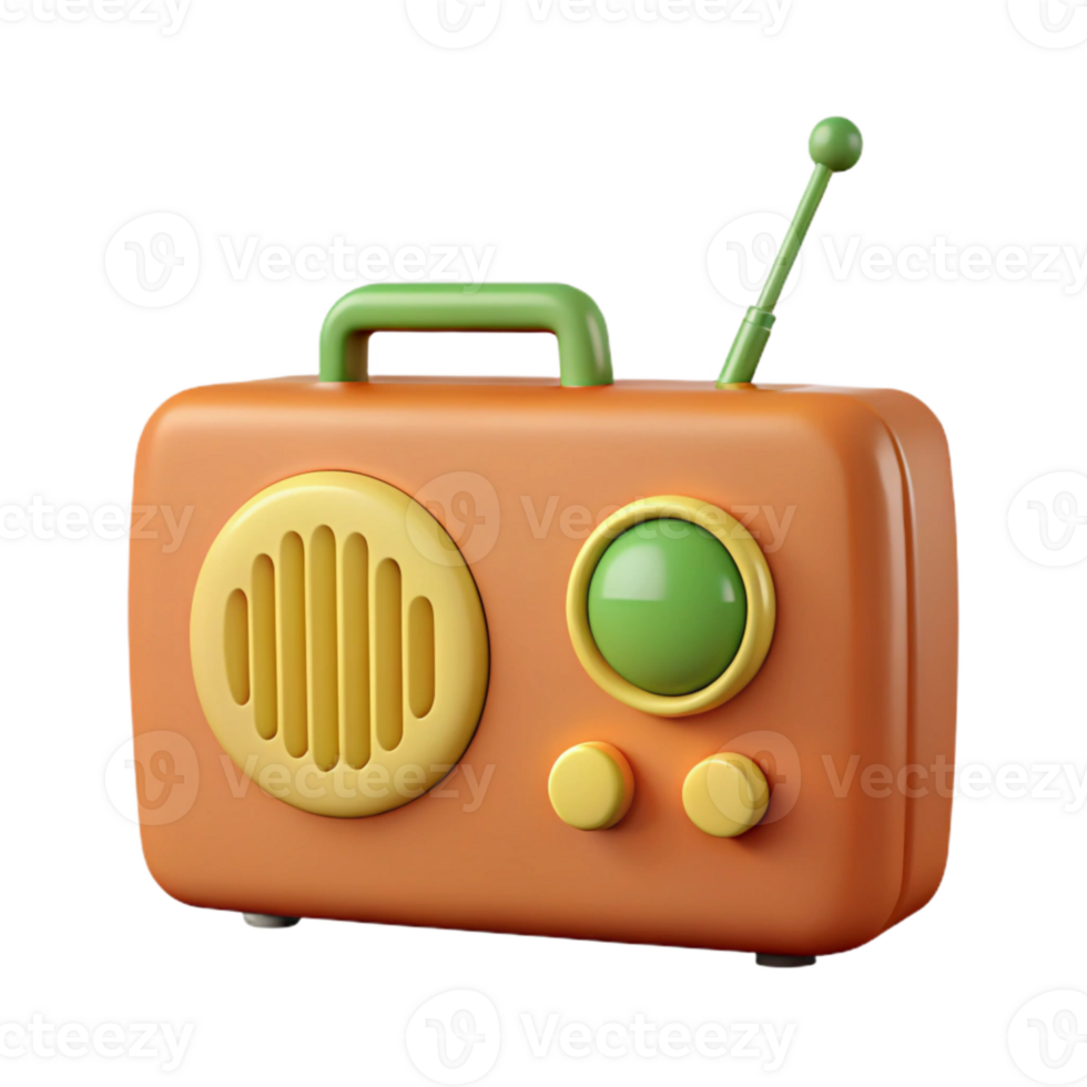 Vintage Radio Illustration 3D Retro Design png