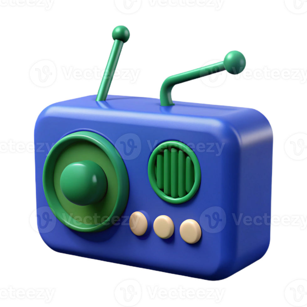 3D Cartoon Radio Illustration png