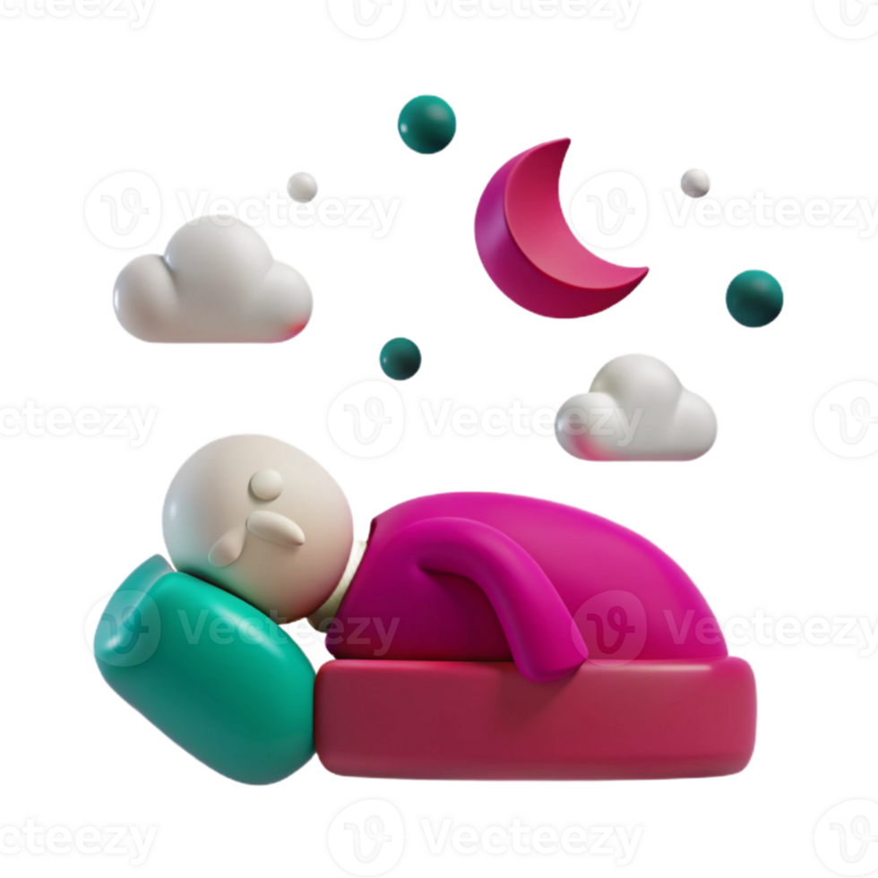 3D Sleeping Character with Night Sky png