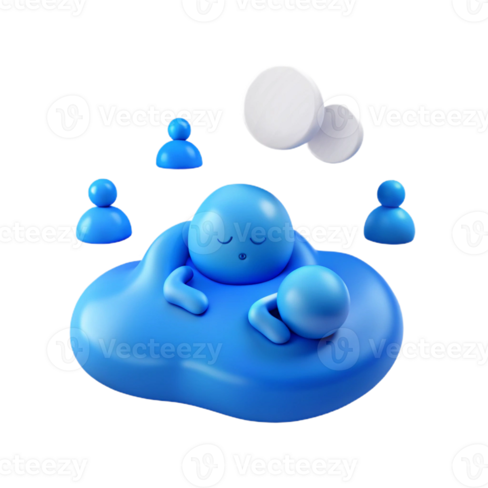 Relaxing Cloud with Sleeping Characters png