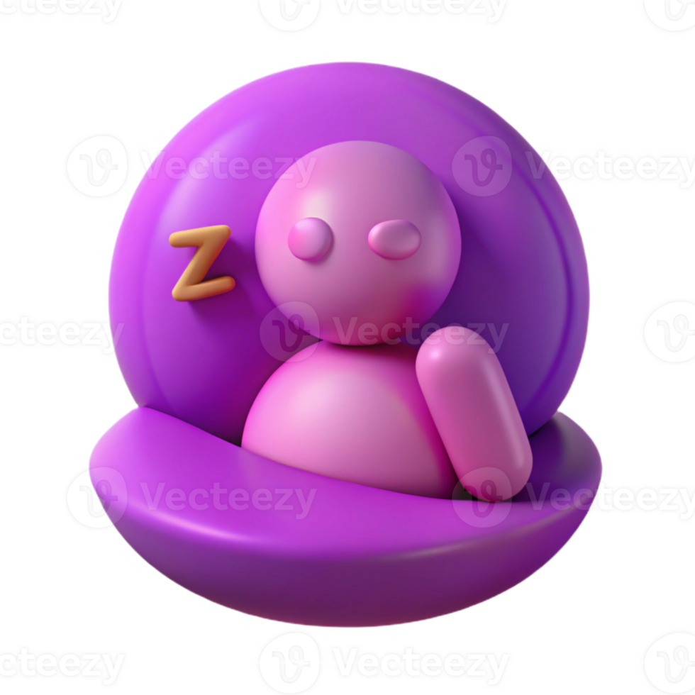 3D Render of a Sleeping Character png
