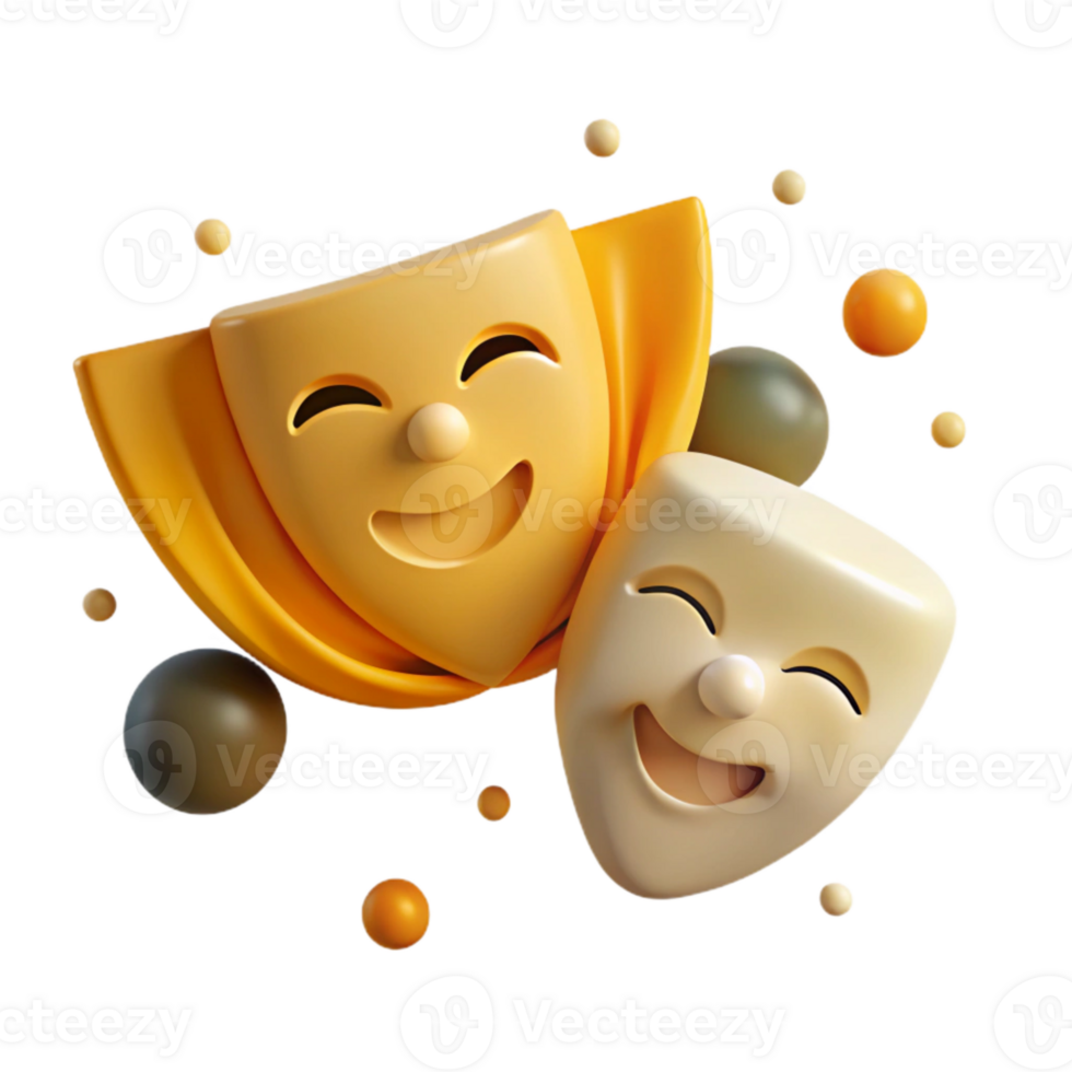 Smiling Masks 3D Render png