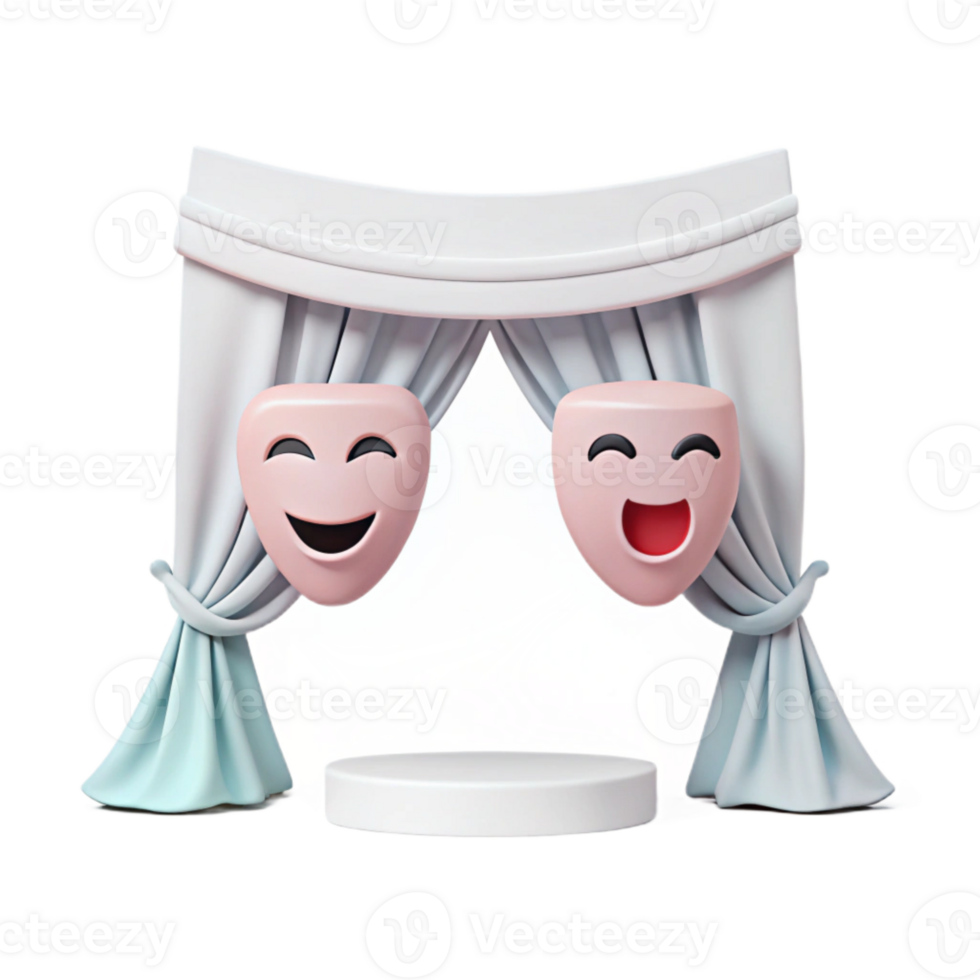 Smiling Emoji Masks Above Empty Stage png