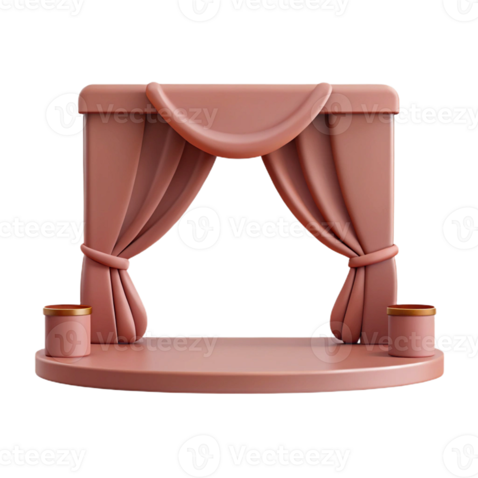 3D Render of a Stage with Pink Curtains and a Round Platform png