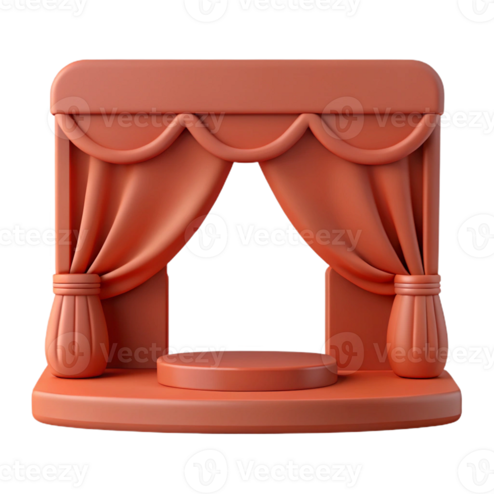 3D Rendered Stage with Curtains and Podium png