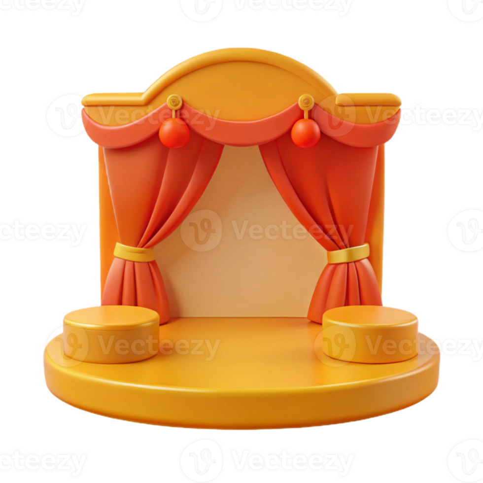 Orange and Yellow Stage with Curtains and Platforms png