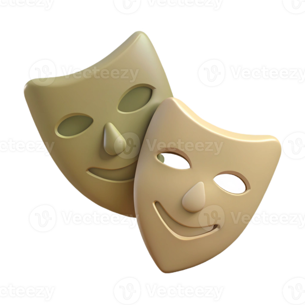 Smiling Theater Masks Symbol of Performance and Entertainment png