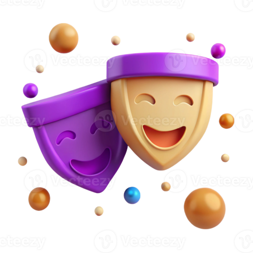 Smiling 3D Masks with Colorful Background png
