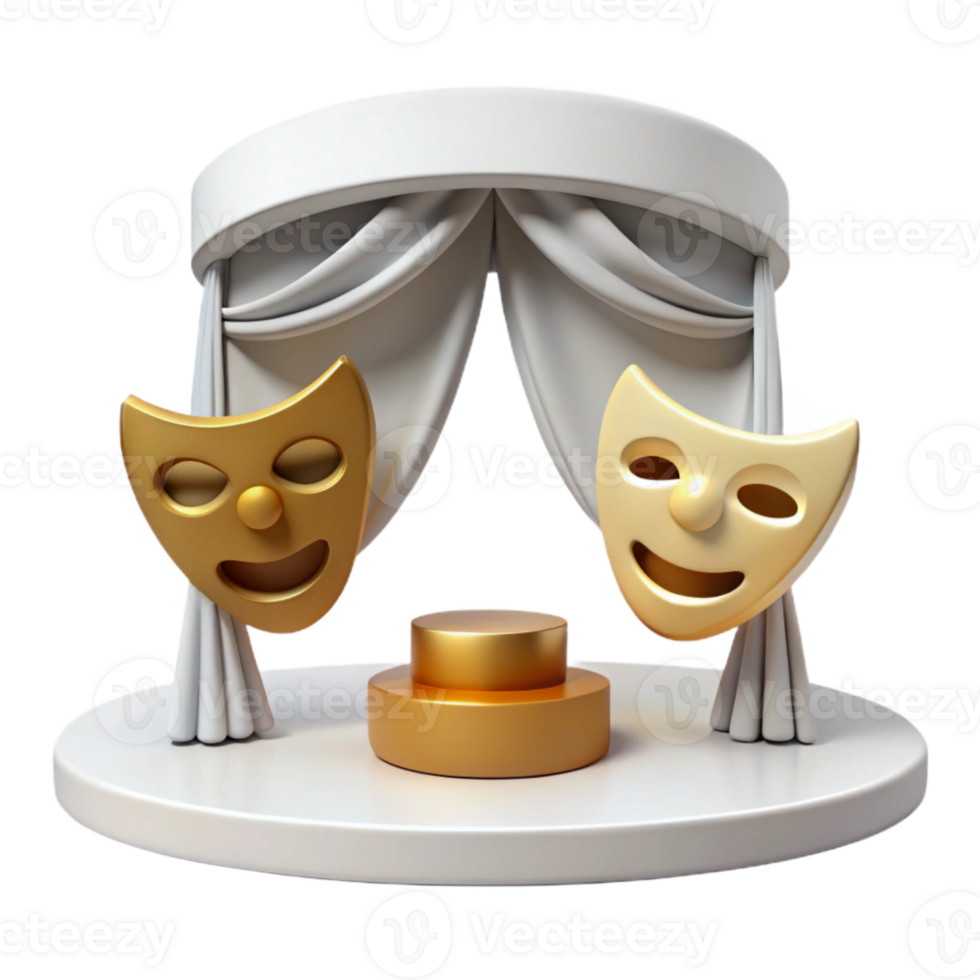 Theater Stage with Masks and Podium png