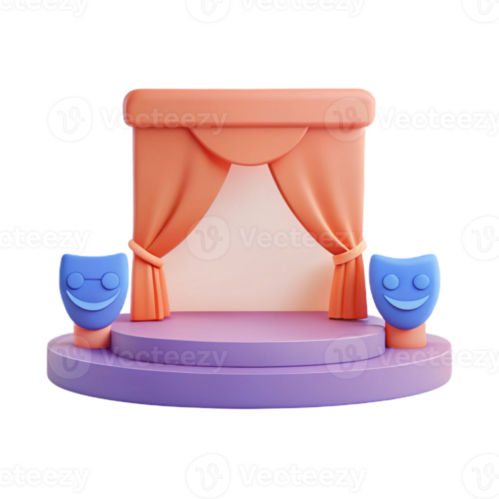 3D Stage with Curtains and Masks png