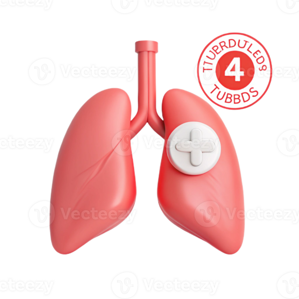 3D Illustration of Human Lungs with a Plus Sign png
