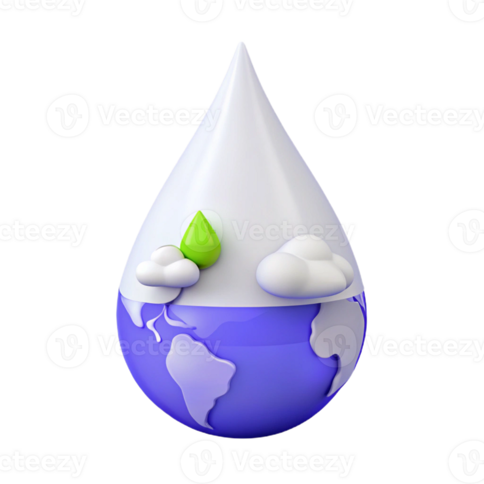 Water Drop Earth A 3D Illustration of the Importance of Water png