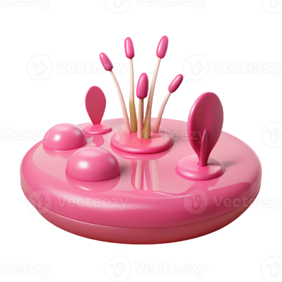 Pink 3D Render of a Small Island with Flowers png