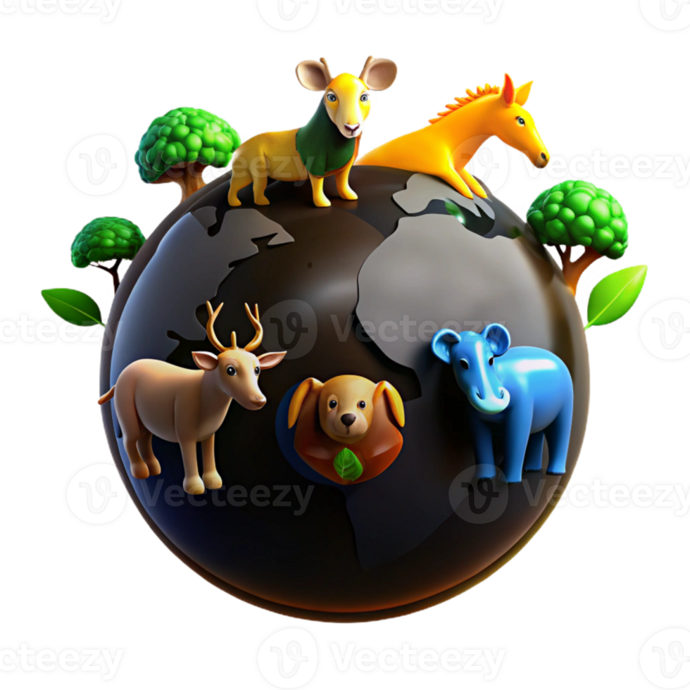 Animals on Earth A 3D Illustration png