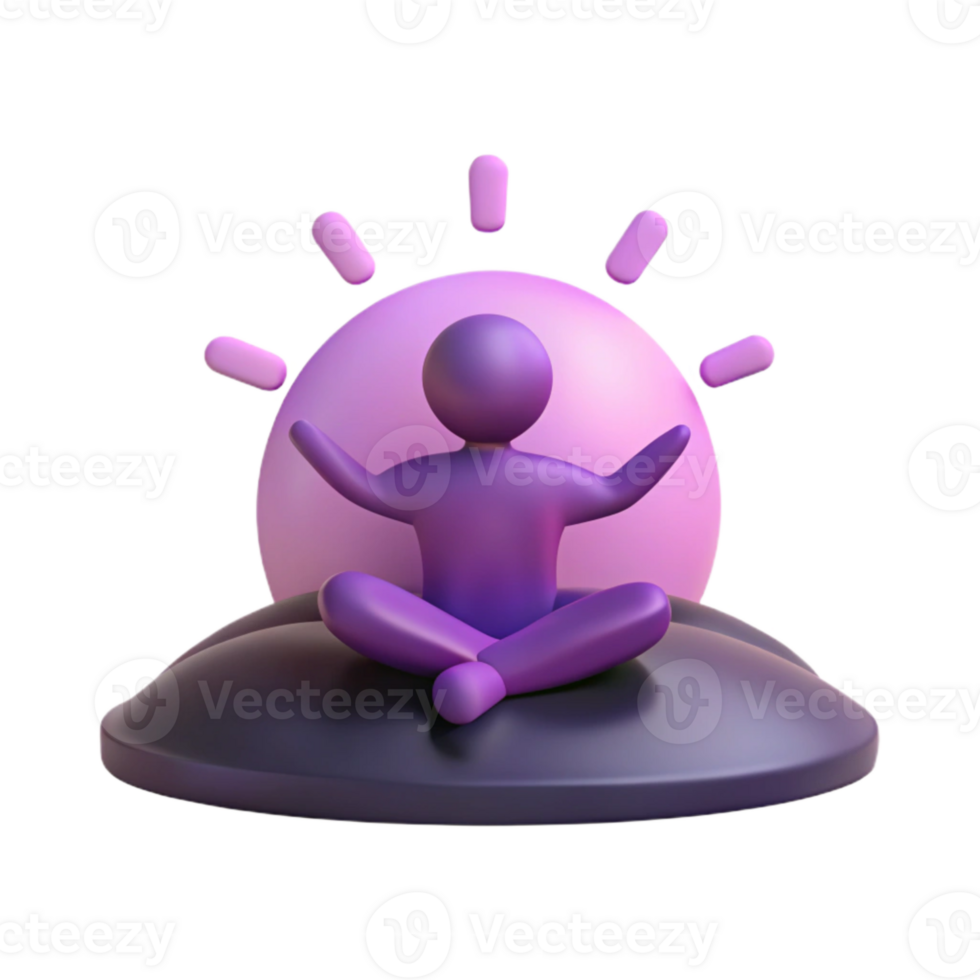 3D Render of a Person Meditating with a Bright Glow Behind png