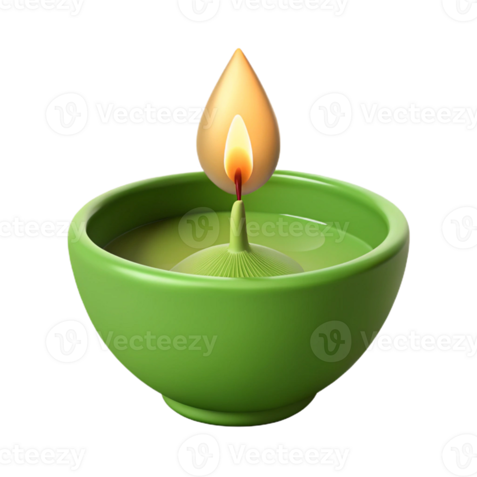 Green Candle in a Bowl png