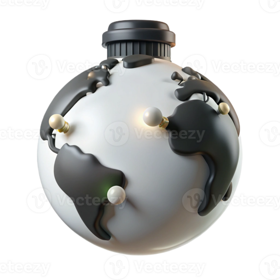 Global Connection 3D Render of Earth with Pins png