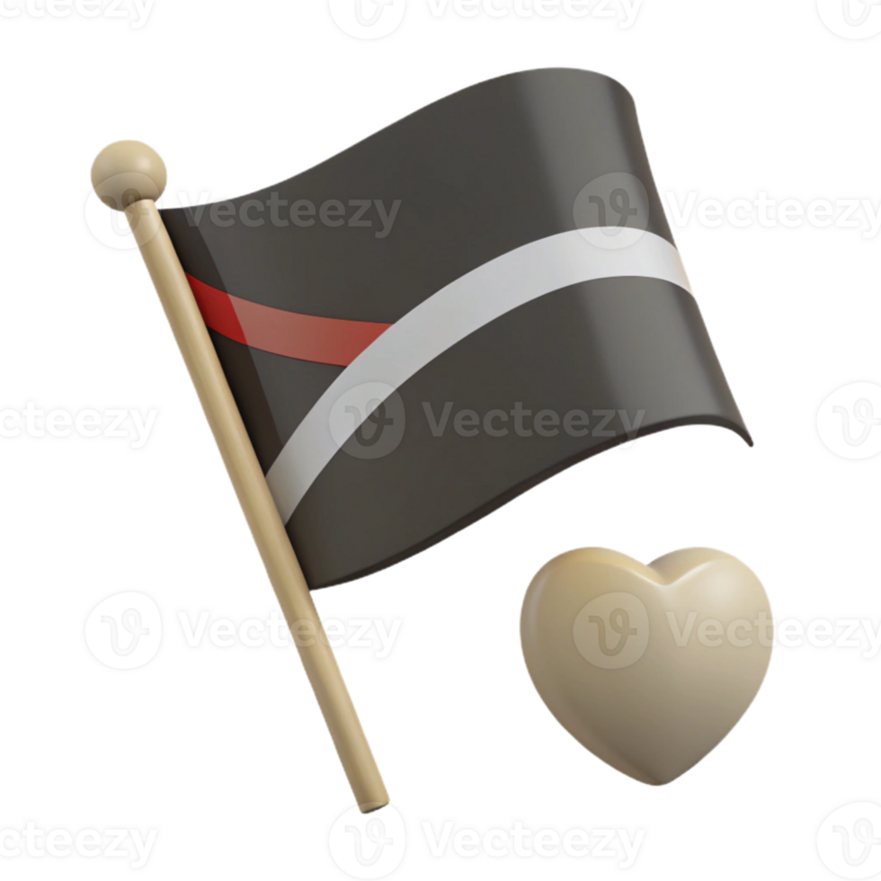 Black and White Flag with Red Stripe and a Heart png