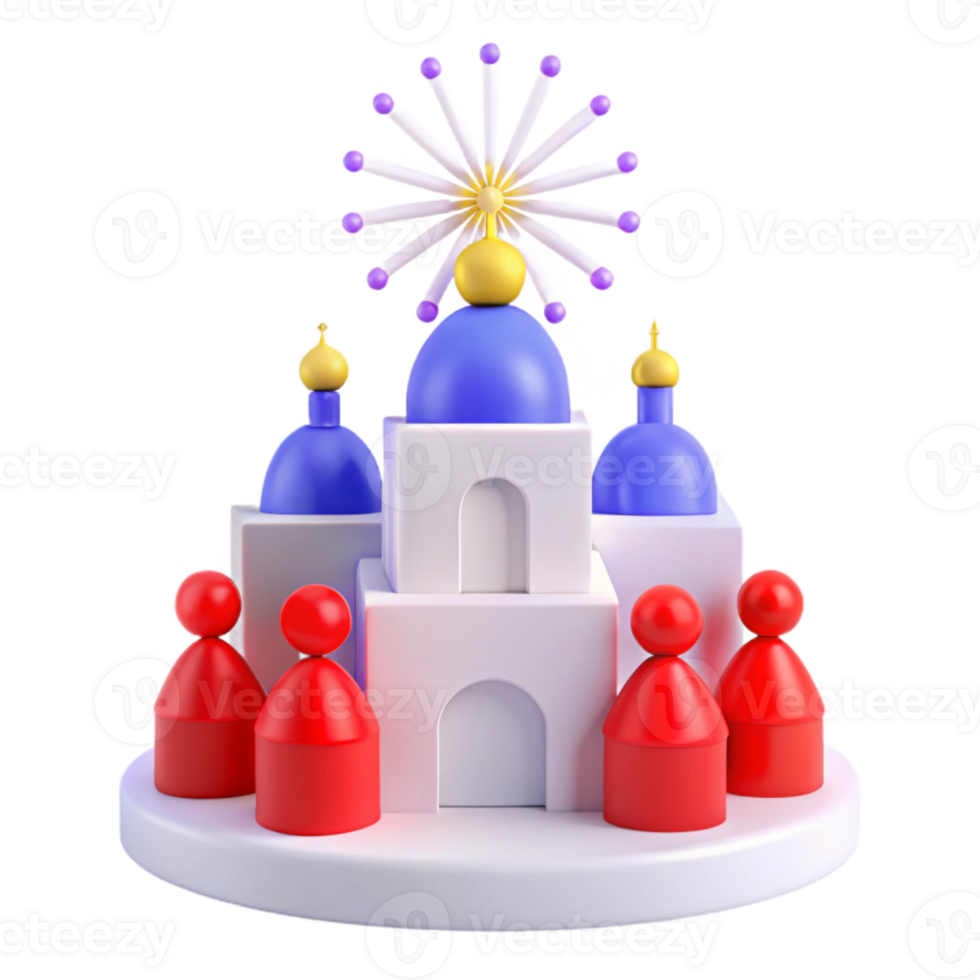 3D Render of Abstract Architecture with Domes and a Starburst png