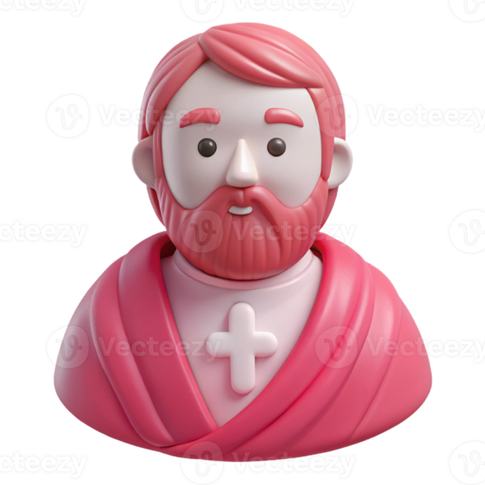 3D Rendered Cartoon Character with Cross png