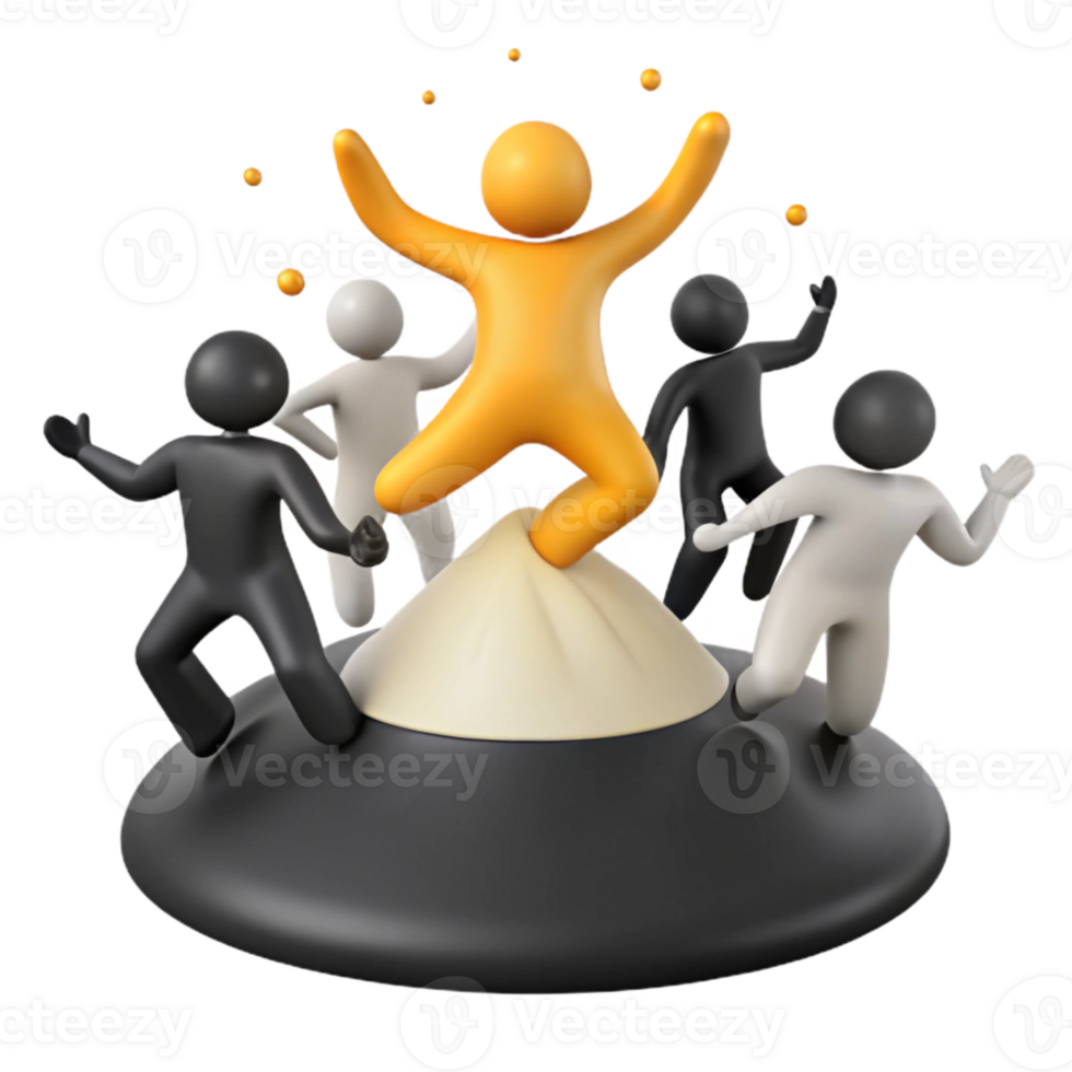 Celebrate Success With Your Team Illustration of a Group of People Surrounding a Person on Top of a Hill png