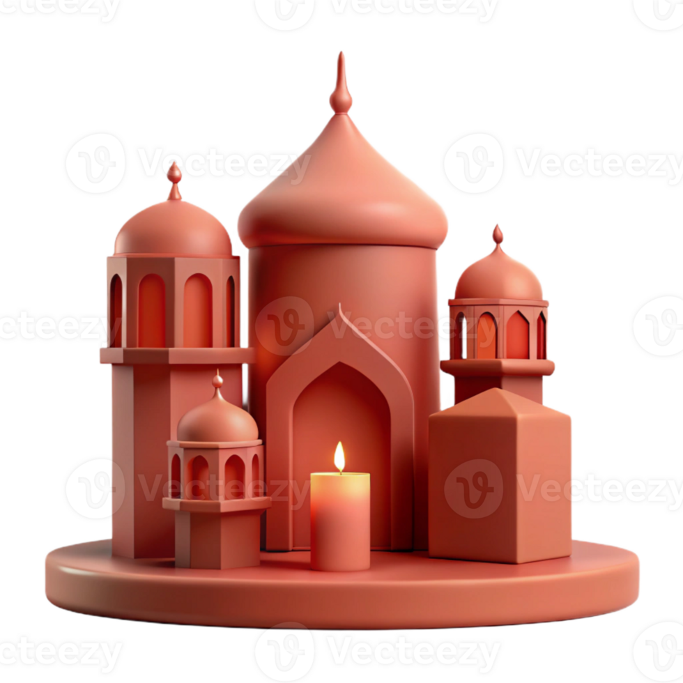 Islamic Architecture 3D Render with Candle png