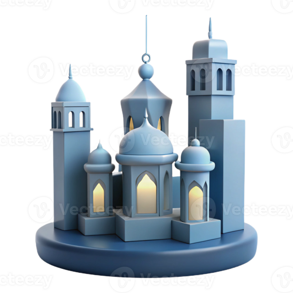 3D Rendered Islamic Architecture with Lanterns png