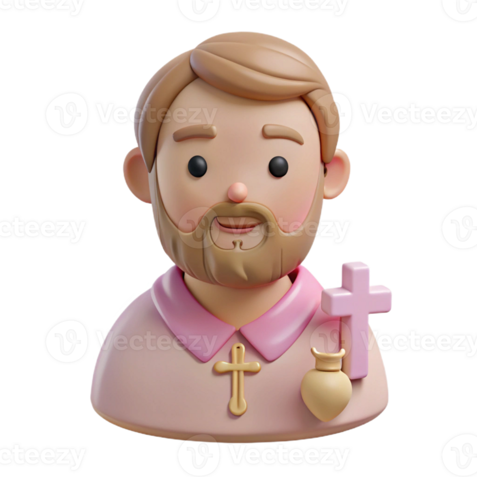3D Cartoon Character with a Cross and a Bag png