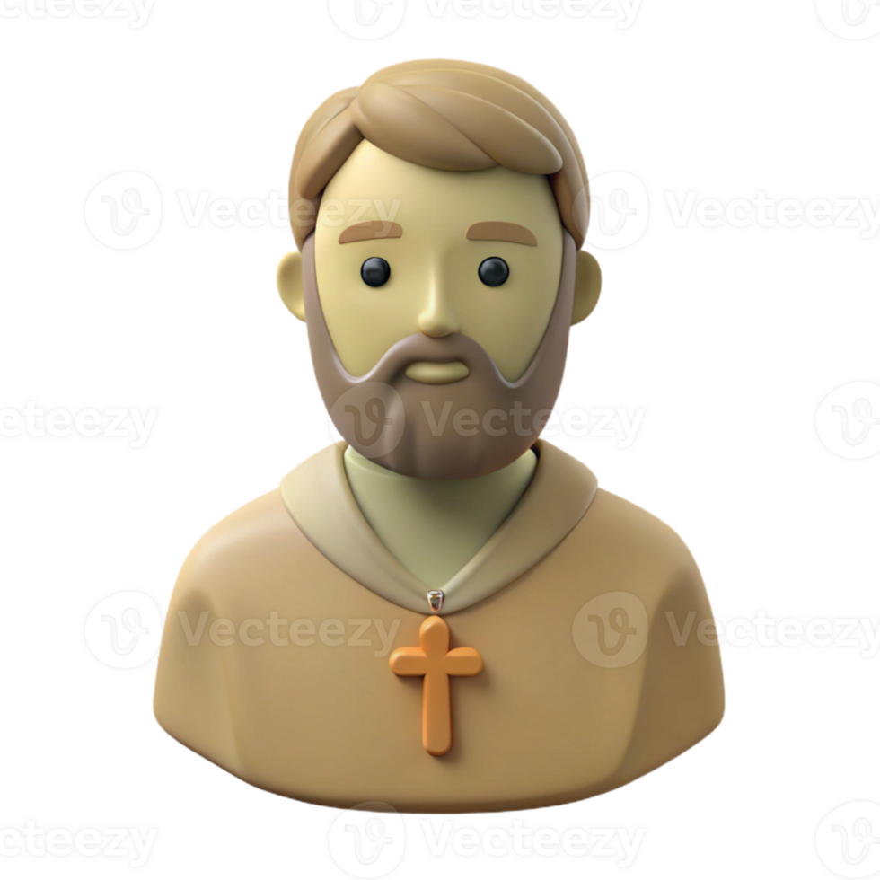 3D Rendered Illustration of a Man with a Cross Necklace png