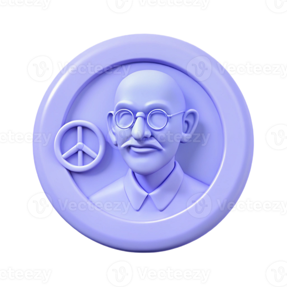 3D Render of a Man with Glasses and a Peace Symbol png
