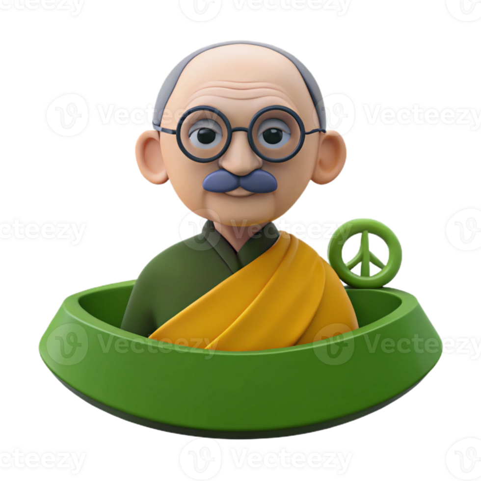 3D Cartoon Illustration of a Wise Man with a Peace Sign png