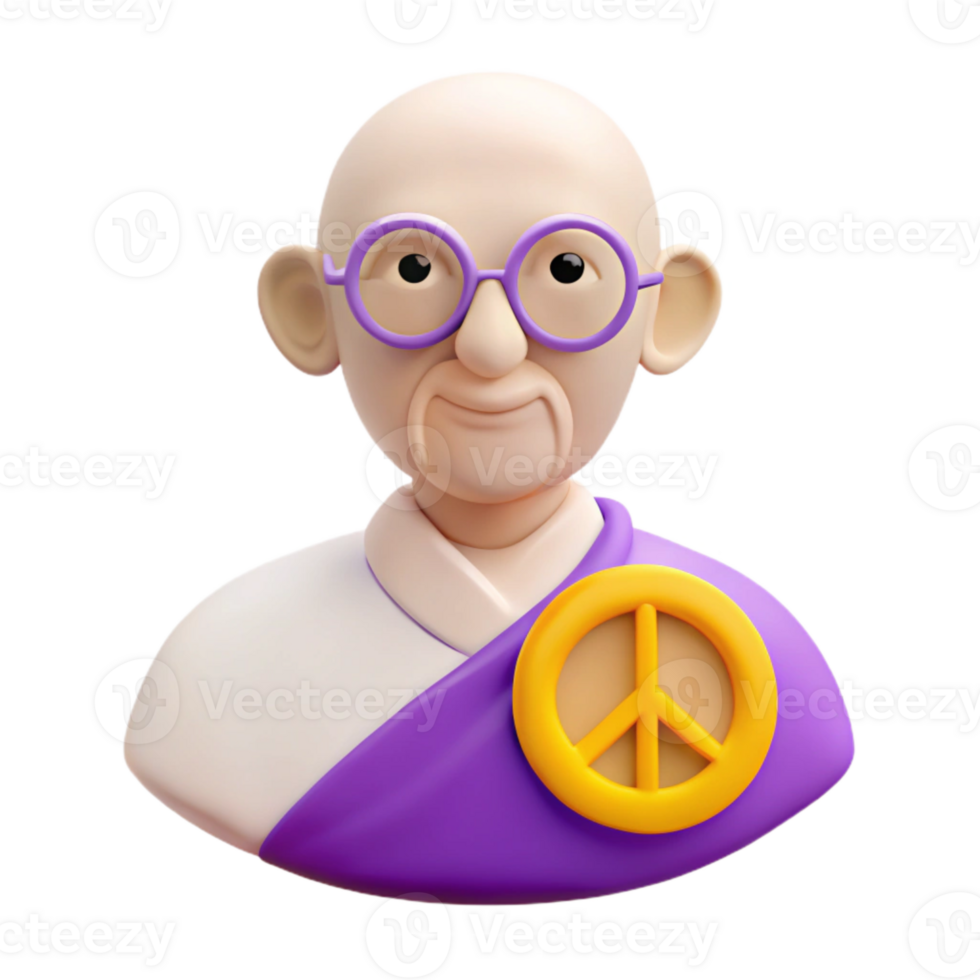 Smiling 3D Cartoon Character with Peace Symbol png