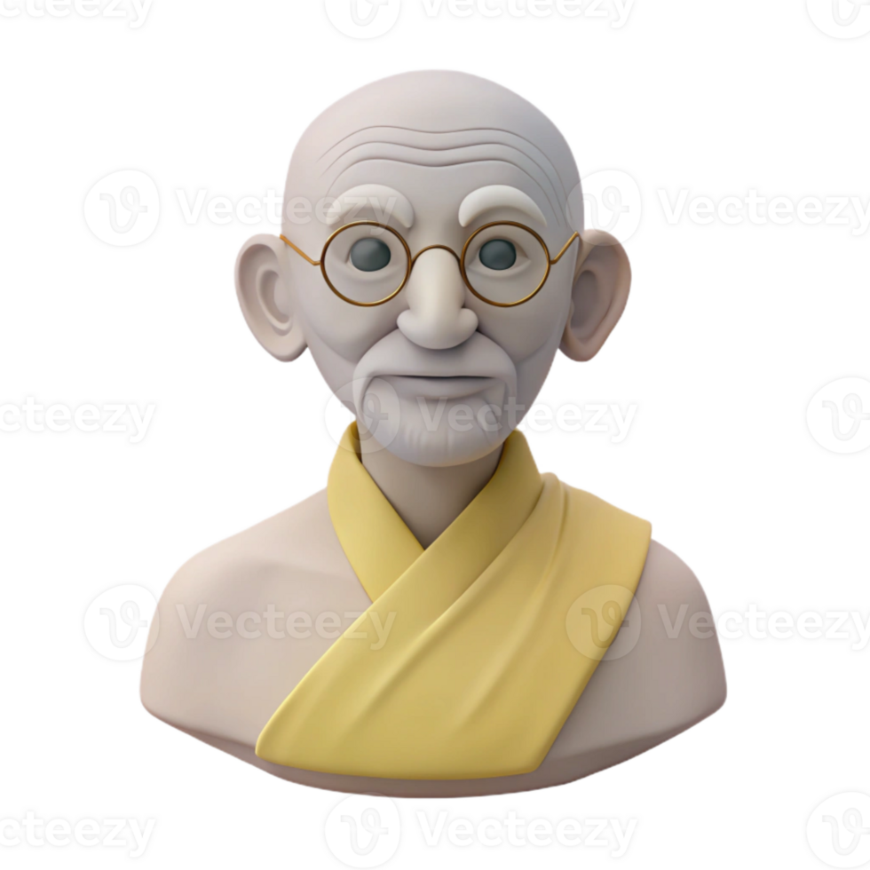 3D Cartoon Bust of a Man with Glasses and Yellow Scarf png