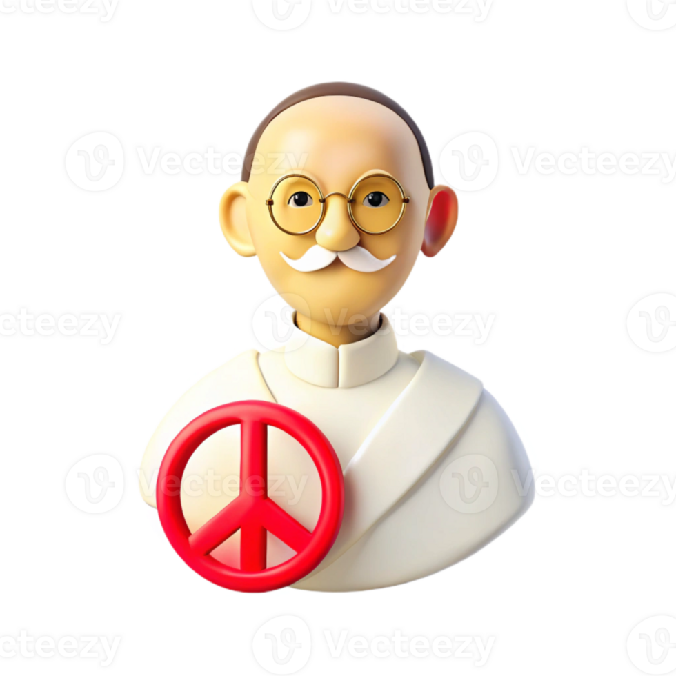 3D Cartoon Character Holding a Peace Sign png