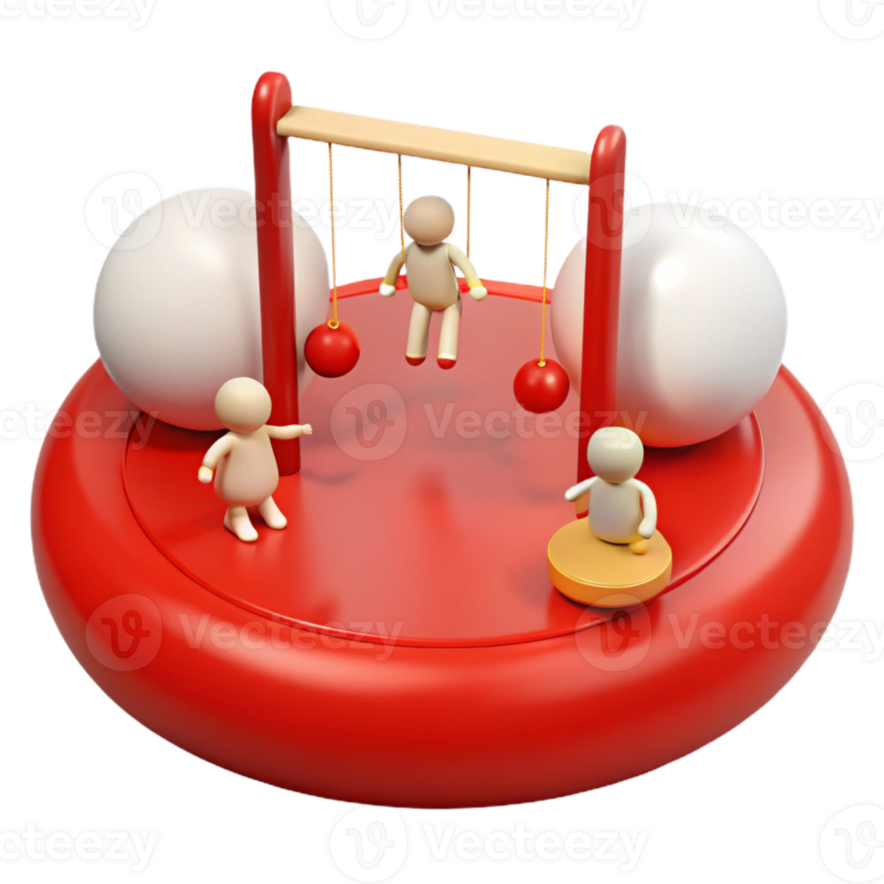 3D Rendering of a Playground with Swings and a Carousel png