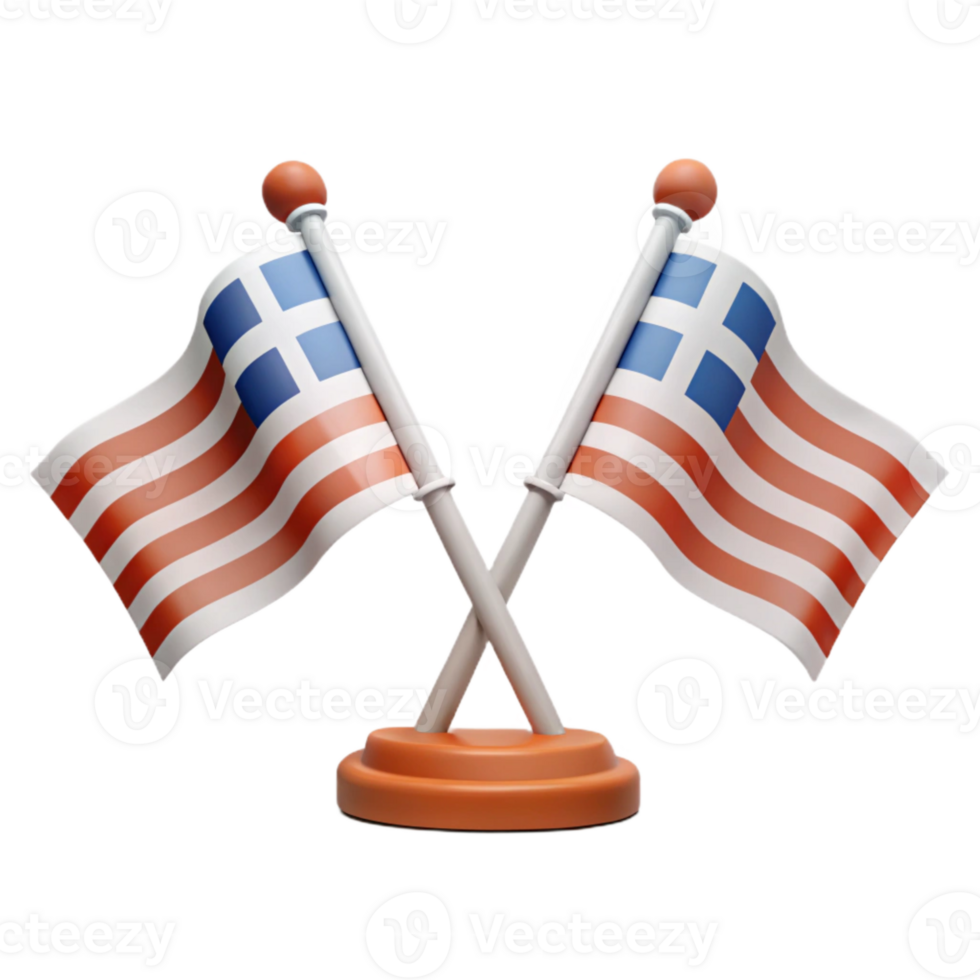 3D Rendered Crossed Flags on Stand png