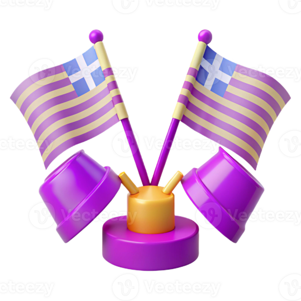 3D Rendered Flag Stand with Two Flags png