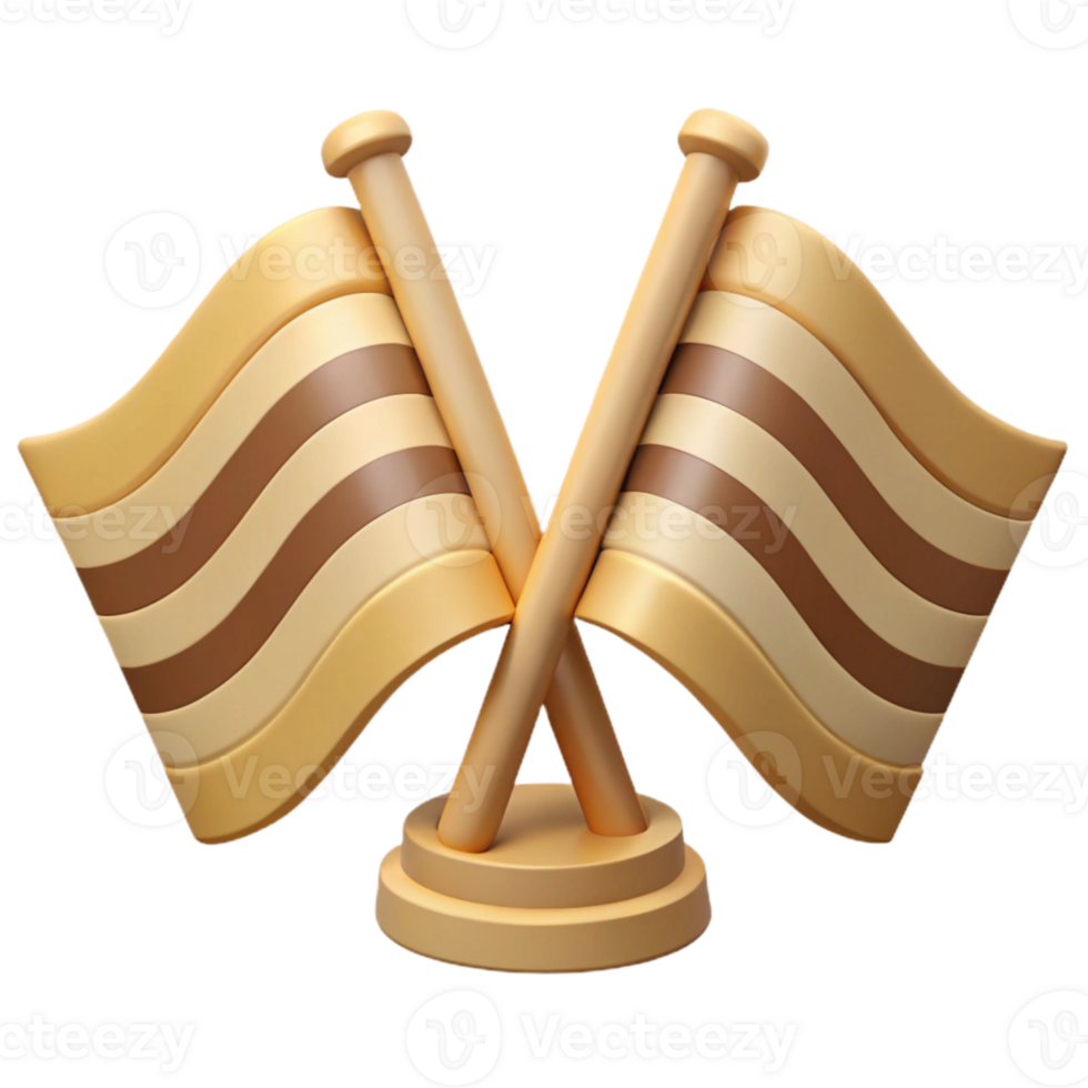 Crossed Flags with Three Stripes 3D Render png
