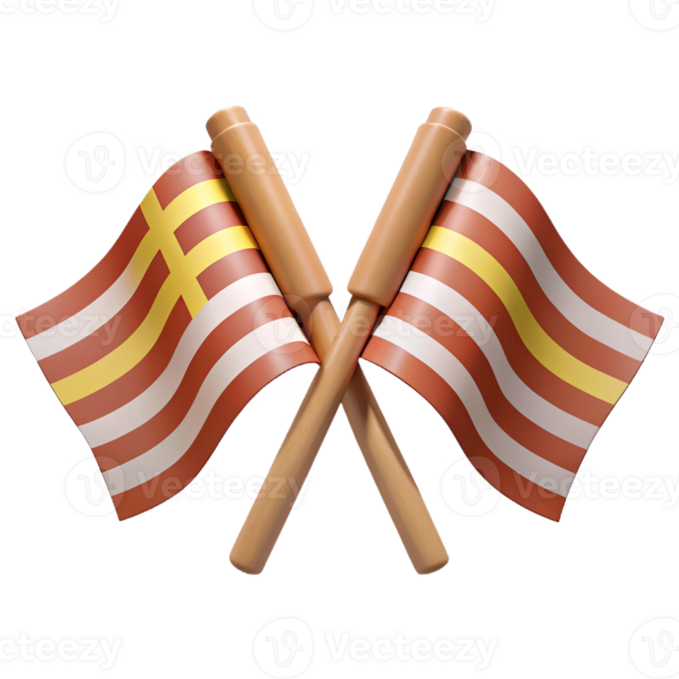 Two Crossed Flags with Red and Yellow Stripes png