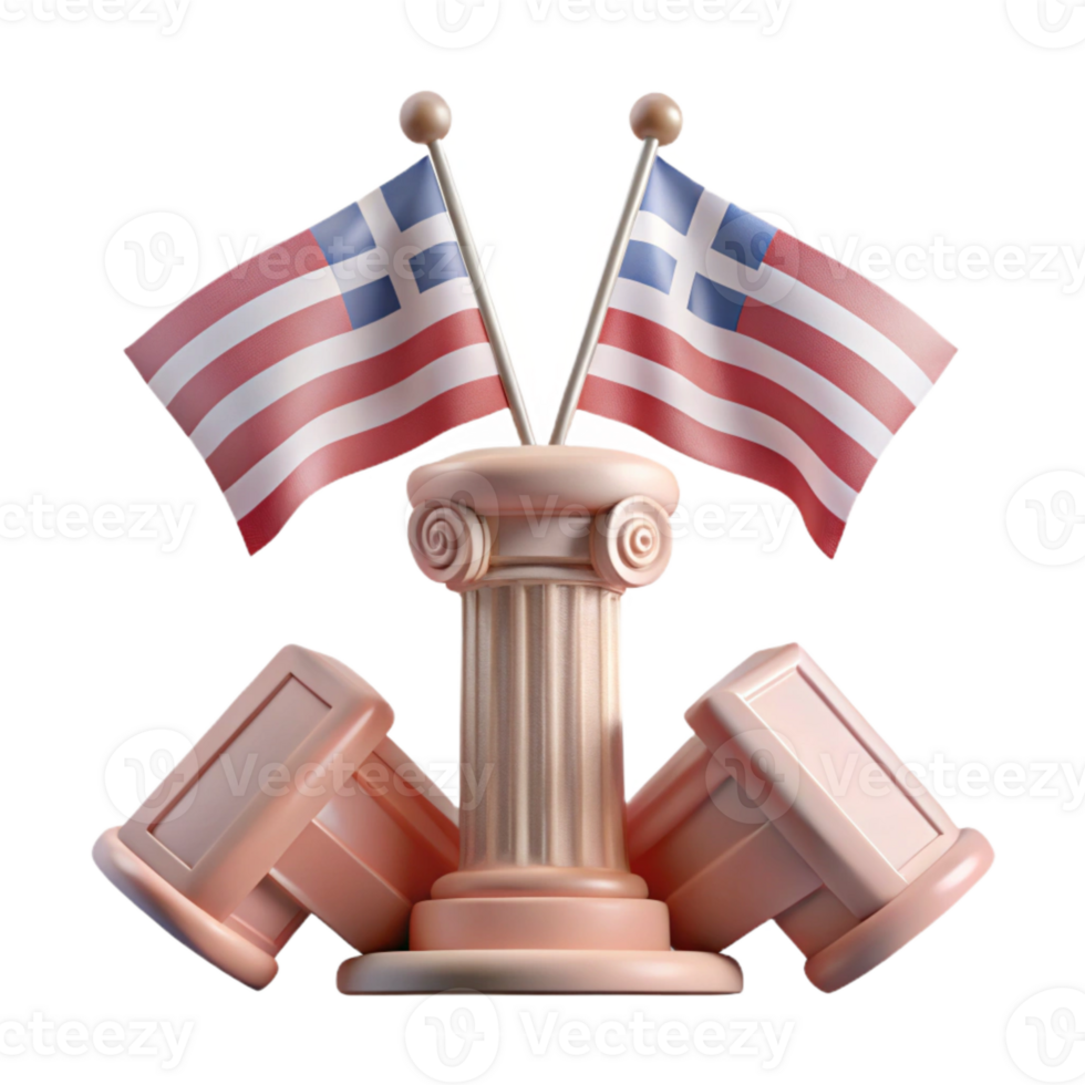 Two Flags on a Classic Column png