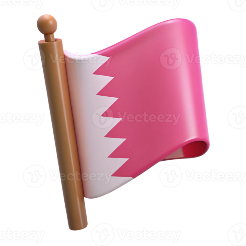 3D Render of a Waving Flag with a White Jagged Design on a Pink Background png