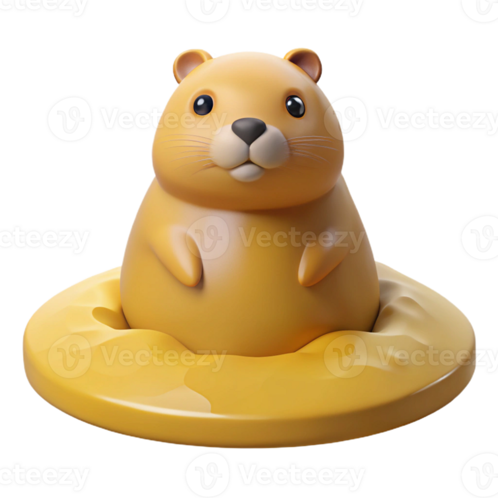 Cute 3D Rendered Cartoon Hamster Sitting on a Yellow Platform png