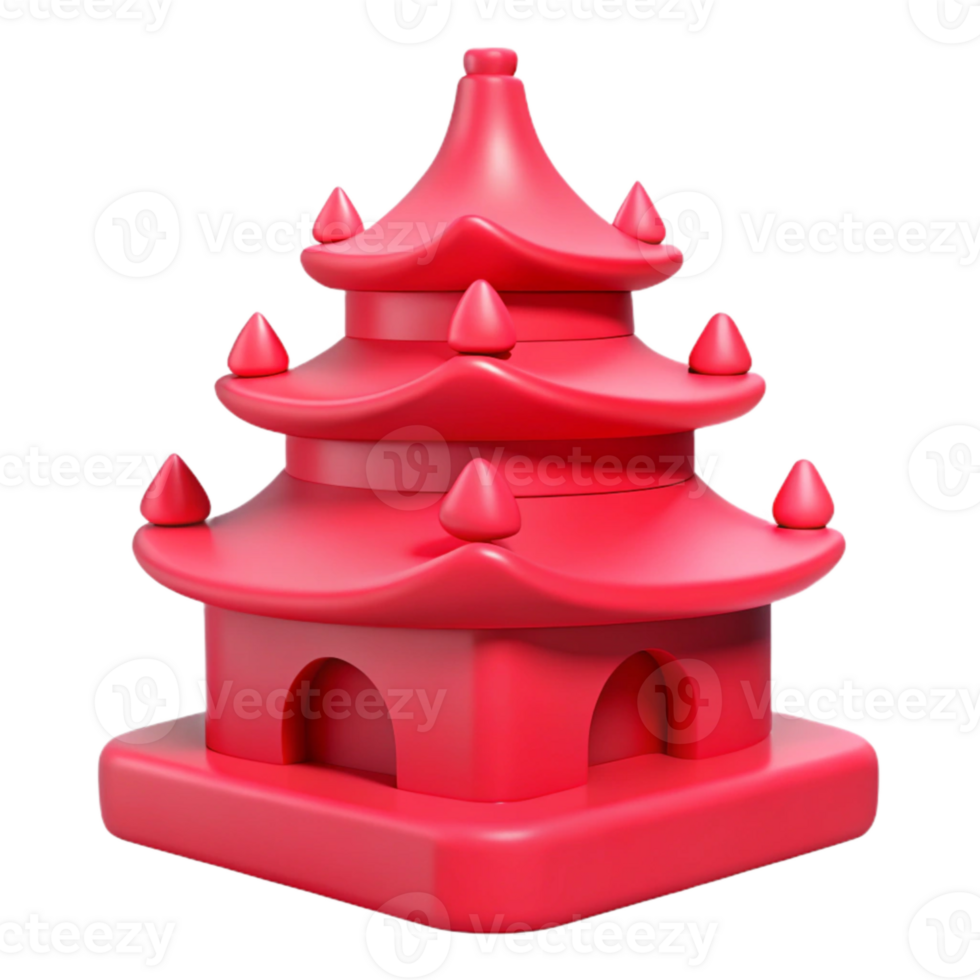Red Pagoda 3D Model png